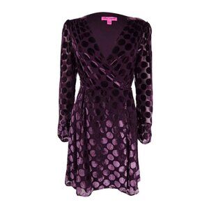 Betsey Johnson Velvet Wrap Mini Dress Velvet Whimsical Fall Winter Wedding Guest